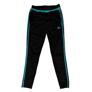 Adidas athletic pants black / blue size Large training track ankle side zip